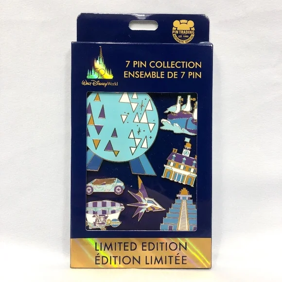 2022 Walt Disney World EPCOT 50th Anniversary 7 Pin Collection Box Set LE - NEW - Picture 1 of 2